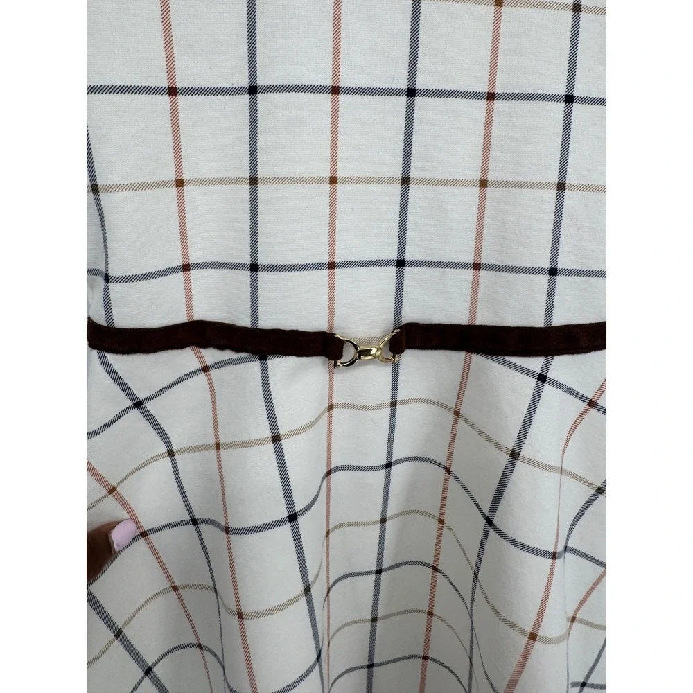 Janie and Jack Plaid Dress Girl 7 Peter Pan Collar Velvet Trim Preppy Holiday